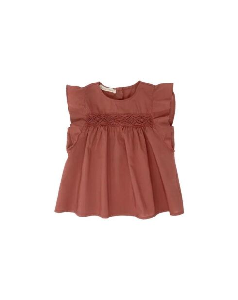 T-Shirt Ajouré Volants bois de rose