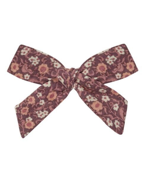 Barrette en Lin mélangée Noeud Fleurs Girl Bow prune