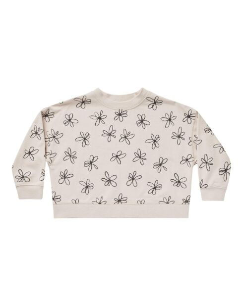 Sweat Sketchy Fleurs Boxy écru