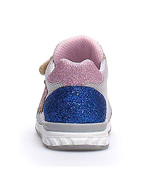 Baskets en Cuir New Ferdi argenté/platine/rose