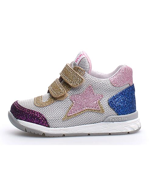Baskets en Cuir New Ferdi argenté/platine/rose