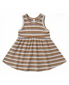 Robe en Coton Bio à bretelles écru/marron