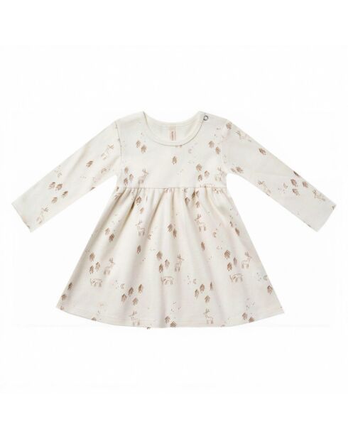 Robe Manches Longues en  Coton Bio ivoire