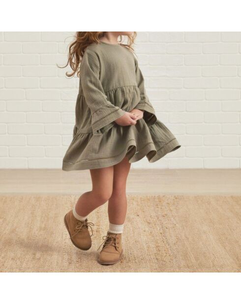 Robe en Coton bio  Belle Fern kaki
