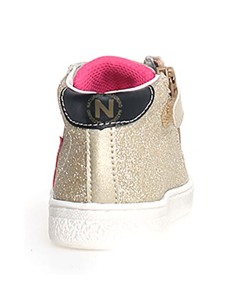 Roze sneakers in beige/platina