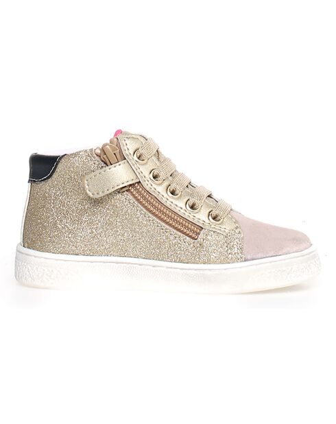 Roze sneakers in beige/platina
