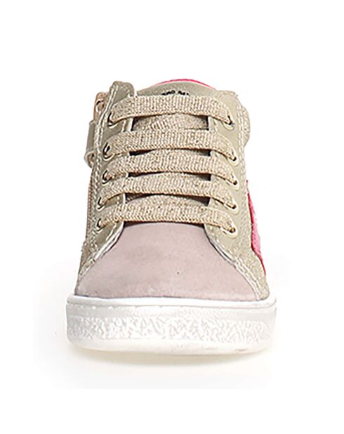 Roze sneakers in beige/platina