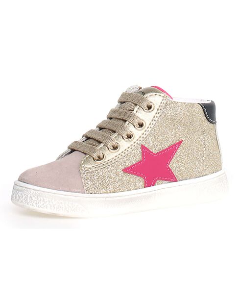 Roze sneakers in beige/platina