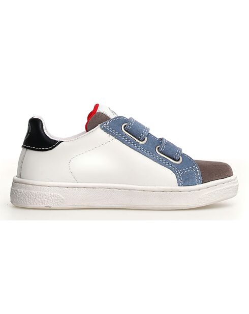 Grijs/wit/Sky Pinn leren sneakers