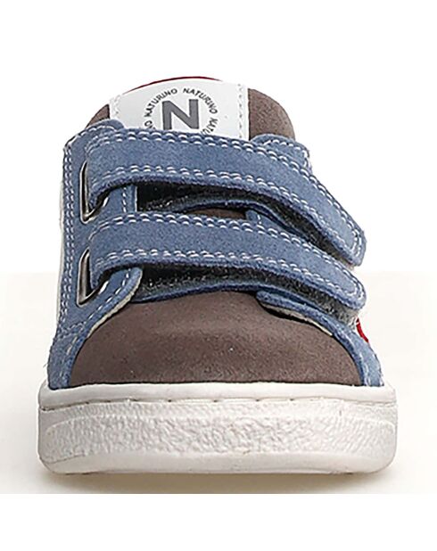 Grijs/wit/Sky Pinn leren sneakers