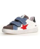 Grijs/wit/Sky Pinn leren sneakers