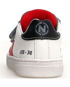 Grijs/wit/Sky Pinn leren sneakers