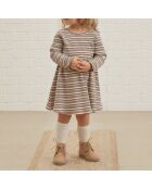 Robe Côtelée à Rayures Coton Bio marron