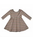 Robe Côtelée à Rayures Coton Bio marron