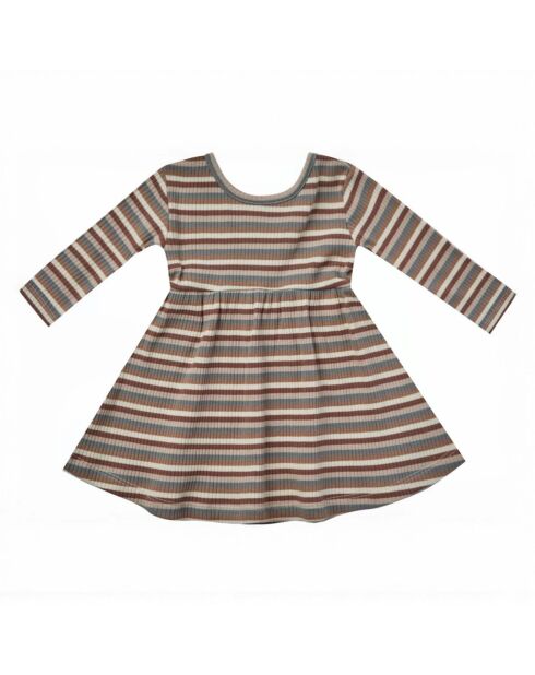 Robe Côtelée à Rayures Coton Bio marron