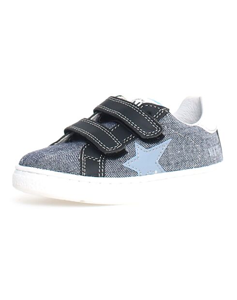 Pinn sneakers in zwart/hemelsblauw