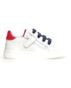 Sneakers aus Leder in Weiß/Azurblau/Rot
