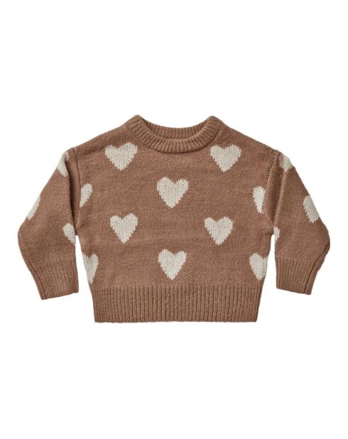 Pull en Laine mélangée Coeurs marron