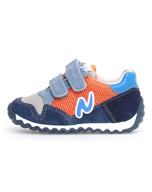 Sammy sneakers in azur/oranje/marineblauw