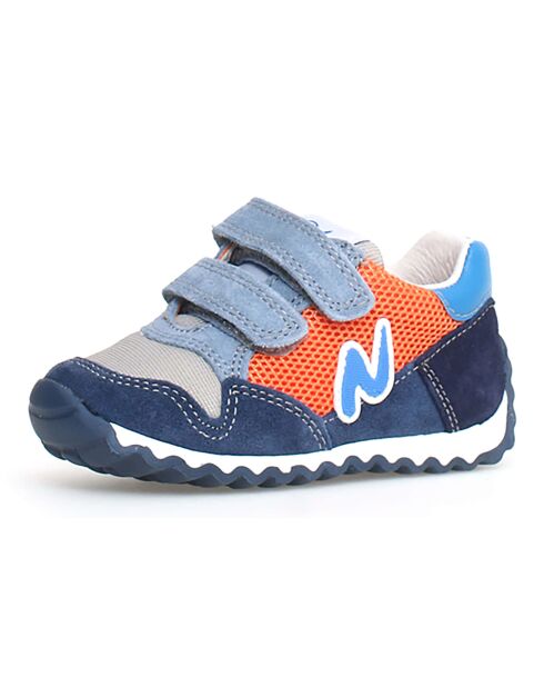 Sammy sneakers in azur/oranje/marineblauw