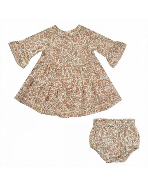 Robe Gaze de Coton Fleurs rose