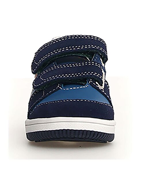 Marineblauw/azuurblauwe leren sneakers voor de winter
