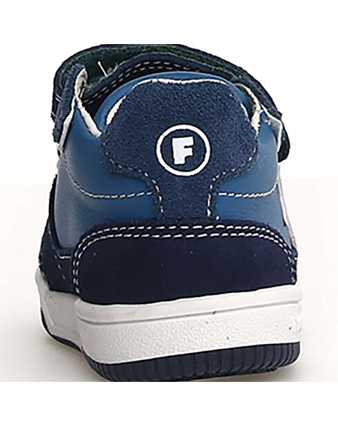 Marineblauw/azuurblauwe leren sneakers voor de winter