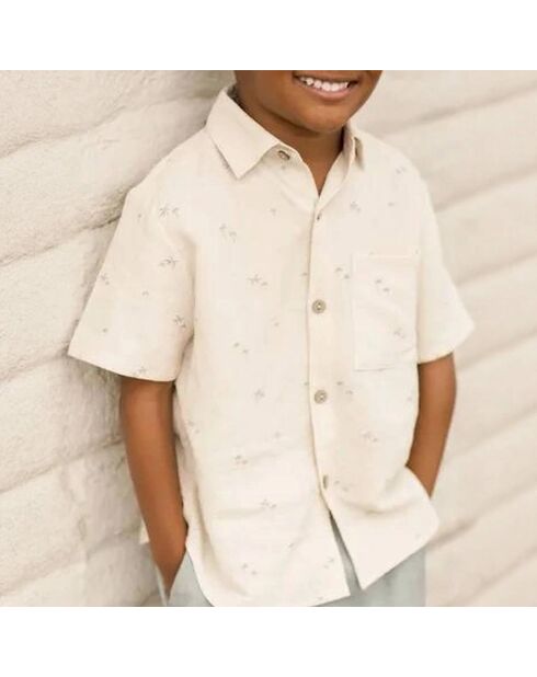 Chemise en Lin mélangé Palmiers écrue