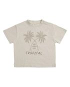 T-Shirt Tropical Palmiers gris clair