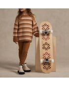 Pull Nid d'Abeille Rayé Aspen ocre