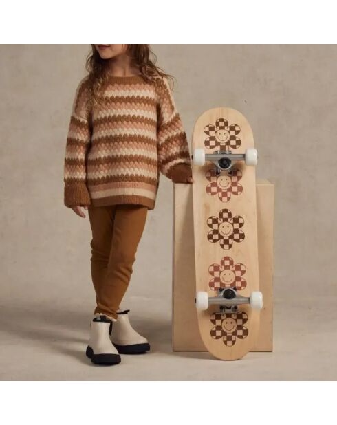 Pull Nid d'Abeille Rayé Aspen ocre