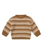 Pull Nid d'Abeille Rayé Aspen ocre