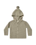 Cardigan à Capuche Pompon Gaufré sauge