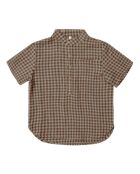 Chemise en Lin mélangé Vichy marron