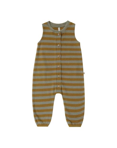Combinaison Gauffrée Rayée ocre/gris