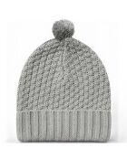 Bonnet Pom Pom Tricoté en Coton Bio gris