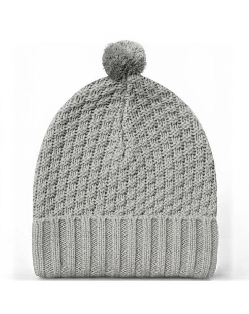 Bonnet Pom Pom Tricoté en Coton Bio gris