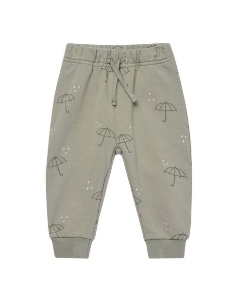 Jogger en Coton Bio Imprimé Parapluies vert kaki