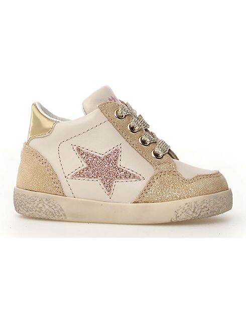 Baskets en Cuir Alnoite platine/lait/rose