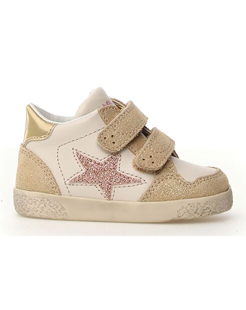 Baskets en Cuir Alnoite platine/lait/rose