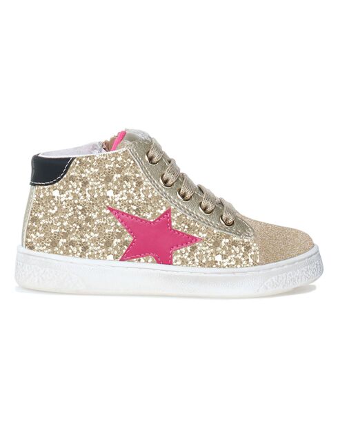 Roze sneakers in beige/platina