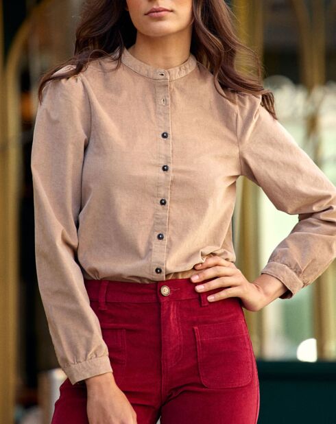 Chemise en Velours milleraies Blondie beige