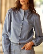Chemise en Velours milleraies Blondie bleu gris