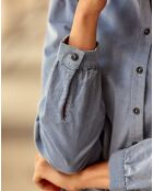 Chemise en Velours milleraies Blondie bleu gris