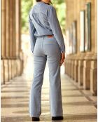 Chemise en Velours milleraies Blondie bleu gris