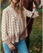 Chemise Brune boho beige