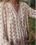 Chemise Brune boho beige