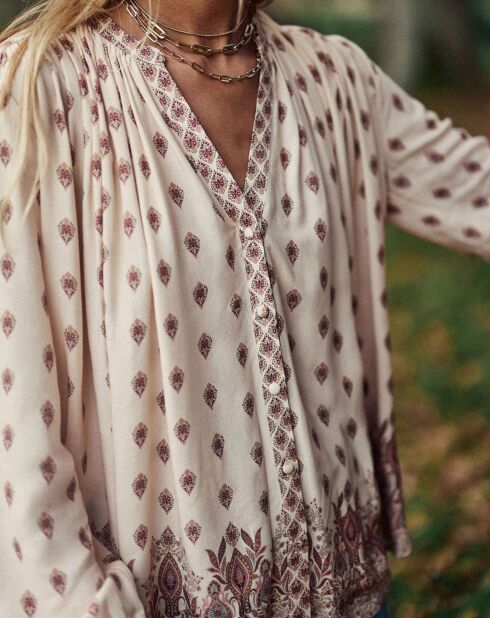 Chemise Brune boho beige