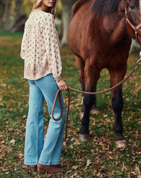 Chemise Brune boho beige