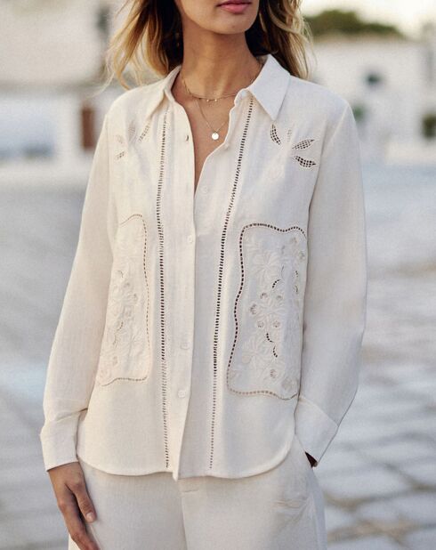 Chemise en Lin mélangé Claudie ivoire